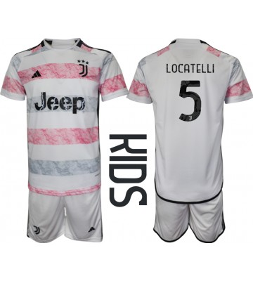 Juventus Manuel Locatelli #5 Segunda Equipación Niños 2023-24 Manga Corta (+ Pantalones cortos)